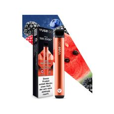 Packung Einweg E-Zigarette Vuse Go Berry Watermelon. Rotes Gerät mit Melone und Beeren.