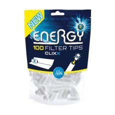 Beutel Energy+ Zigarettenfilter Ice Clixx Filter Tips 100 Stück. Energy+ Filter Tips Clixx 100 Stück mit eisiger Frische im Beutel zum Drehen.