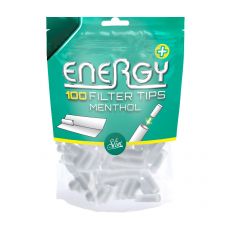 Beutel Energy+ Zigarettenfilter Menthol Filter Tips 100 Stück (ehemals Elixyr+). Energy+ Filter mit Tunnel 100 Stück im Beutel zum Drehen.