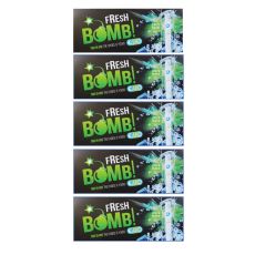 Gebinde Geschmackshülsen Fresh Bomb Click Menthol 500 Stück. Fünf schwarz-grüne Packungen mit Logo Bomb.