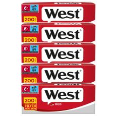 Gebinde West Zigarettenhülsen Red / Rot 200 Special Size Hülsen 1000 Stück. 5 Packungen mit je 200 Stück Filterhülsen West Rot / Red 200er.