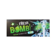 Packung Geschmackshülsen Fresh Bomb Click Menthol. Schwarz-grüne Packung mit Logo Bomb und weißer Click Hülse.