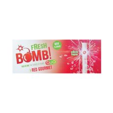 Packung Geschmackshülsen Fresh Bomb Click Red Gourmet 100 Stück. Rot-weiß-grüne Packung mit Logo Bomb.
