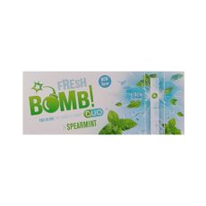 Packung Geschmackshülsen Fresh Bomb Click Spearmintl 100 Stück. Weiß-grün-blaue Packung mit Logo Bomb und weißer Click Hülse.