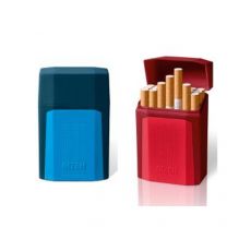 Gizeh Zigarettenbox Flip Case aus Kunststoff rot und blau für etwa 21 Fabrik-Zigaretten oder selbstgestopfte Zigaretten.
