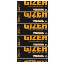 Gebinde Gizeh Full Flavor Extra Zigarettenhülsen 1000 Stück. 5 Packungen mi je 200 Stück Filterhülsen Gizeh Full Flavor Extra Hülsen zum Stopfen.