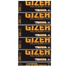 Gebinde Gizeh Full Flavor Extra Zigarettenhülsen 1000 Stück. 5 Packungen mi je 200 Stück Filterhülsen Gizeh Full Flavor Extra Hülsen zum Stopfen.