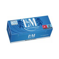 Packung L&M blau / blue Extra 250 Zigarettenhülsen mit einem Packungsinhalt von 250 Stück Filterhülsen L&M blau / blue Extra 250.