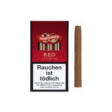 Schachtel Handelsgold Filterzigarillos red/rot Cherry Taste 213 mit einem Inhalt von 5 Stück Zigarillos. Handelsgold Filterzigarillos red/rot Cherry / Kirsche Taste 213 Stange mit 10 Packungen.