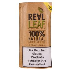 Pouch Real Leaf Natural Calm Tabakersatz. Braunes Päckchen mit grün-schwarzem Real Leaf Logo mit Blatt.