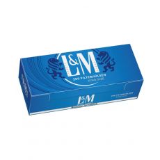 Packung L&M blau / blue 200 King Size Zigarettenhülsen mit einem Packungsinhalt von 200 Stück Filterhülsen L&M blau / blue 200 King Size.