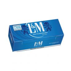 Packung L&M blau / blue Extra 250 Zigarettenhülsen mit einem Packungsinhalt von 250 Stück Filterhülsen L&M blau / blue Extra 250.