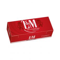 Packung L&M rot / red 200 King Size Zigarettenhülsen mit einem Packungsinhalt von 200 Stück Filterhülsen L&M rot / red 200 King Size.