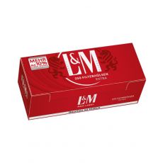 Packung L&M rot / red Extra 250 Zigarettenhülsen mit einem Packungsinhalt von 250 Stück Filterhülsen L&M rot / red Extra 250.