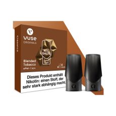 Packung Liquid Caps Vuse ePEN Blendet Tobacco 6mg/ml. Braune Schachtel mit zwei schwarzen Caps.