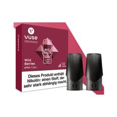 Packung Vuse ePEN Caps Wild Berries 12mg/ml. Vuse ePEN Liquid Caps mit einem Inhalt von 2 Stück pro Packung mit je 2 ml Tabak-Liquid.