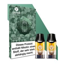 Packung Liquid Caps Vuse ePod Cucumber Fizz 12mg/ml. Mint-grüne Verpackung mit zwei Pods.