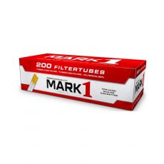 Packung Mark Adams No.1 Hülsen Rot 200. Rot-weiße Packung mit Mark 1 Logo und Filterhülsen.