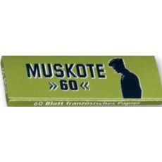 Packung Muskote Zigarettenpapier 60 grün/green mit einem Inhalt von 60 Stück. Muskote Zigarettenpapier 60 grün als Heft mit 60 Stück Blättchen.