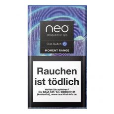 Packung Neo Tabaksticks Club Switch wellenförmig lila-hellblau gestreift.