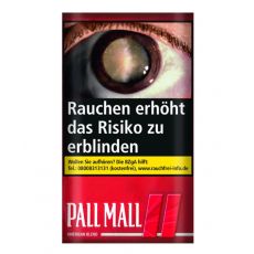 Pouch Pall Mall Roll American Blend Rot. Rotes Päckchen mit weißer Pall Mall Aufschrift und rotem Pausezeichen.