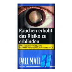 Pouch Pall Mall Tabak Roll Halfzware Blau. Blaues Päckchen mit weißer Pall Mall Aufschrift und blauem Pausezeichen.