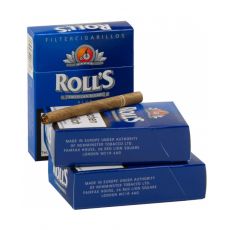 Schachtel Roll's Filterzigarillos blau/blue mit einem Packungsinhalt von 23 Zigarillos, Roll's Filterzigarillos blau/blue Stange mit 8 Packungen.