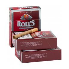 Schachtel Roll's Filterzigarillos Exclusiv rot/red mit einem Packungsinhalt von 23 Zigarillos, Roll's Filterzigarillos rot/red Stange mit 8 Packungen.