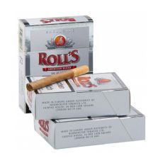 Schachtel Roll's Filterzigarillos Exclusiv white/weiss mit einem Packungsinhalt von 23 Zigarillos, Roll's Filterzigarillos white/weiss Stange mit 8 Packungen.