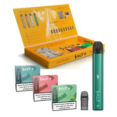 Salt Plus 3+1 Aktionsbox - Device Kit Aquamarine Metalic + Pods Cool Mint, Guave Ice, Lush Ice