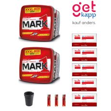 Sparset Tabak Mark Adams No.1 Classic Blend Original rot XXXX-L Box 400g. Zwei rote Eimer mit Winston Hülsen, Feuerzeuge, Ascher.