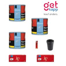 Sparset Angebot 3 x Gauloises Tabak Melange Original 100g Dose Volumentabak, 3 x JPS Rot/Red 200 Filterhülsen, 1 x Feuerzeug Einweg, 1 x Auto-Aschenbecher