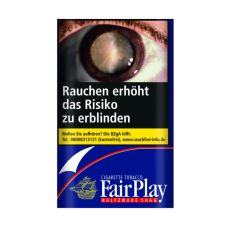 Pouch Feinschnitt-Tabak Fair Play Halfzware Shag 30g. Blaue Packung mit Fair Play Logo und Schiff.