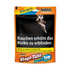 Dose Tabak Fargo Stopf-Tuete Orange. Oranger Beutel mit weißem Stopf-Tüte Logo und Top Preis Buttom.