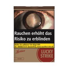 Dose Tabak Lucky Strike Origins USA Red. Goldene Dose mit rotem Lucky Strike Logo und Auge.