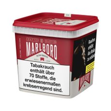 Eimer Tabak Marlboro Crafted Selection Super Box. Roter Eimer mit weißer Marlboro Aufschrift.