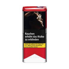 Dose Tabak Marlboro Premium rot XXL. Rot-weiße Dose mit Marlboro Aufschrift.