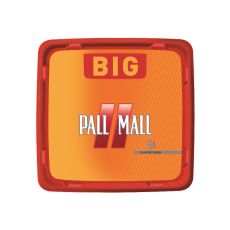 Eimer Pall Mall Tabak Allround Big Box Rot. Rot-oranger Eimer mit weißer Pall Mall Aufschrift und rotem Pausezeichen.