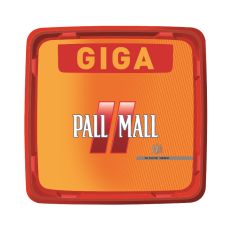 Eimer Pall Mall Tabak Allround Giga Box Rot. Großer rot-oranger Eimer mit weißer Pall Mall Aufschrift und rotem Pausezeichen.