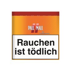 Dose Pall Mall Tabak Allround Rot . Rot-orange Dose mit weißer Pall Mall Aufschrift und rotem Pausezeichen.