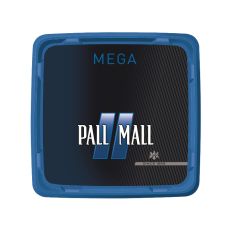 Dose Tabak Pall Mall Blau Mega Box. Blauer Eimer mit blauem Pausezeichen und weißer Pall Mall Aufschrift.