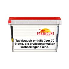 Eimer Paramount Stopftabak Mega Box 165g. Weiße Packung mit rotem Paramont Logo und Vogel.