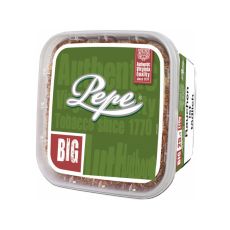 Eimer Tabak Pepe Tabak Rich Green XXXL Big-Box. Grüne Box mit weißem Pepe Logo und Big Logo.