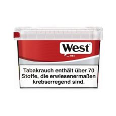 Eimer Tabak West red Big Box 125g. Rot-grauer Eimer mit schwarz-weißem West Logo.