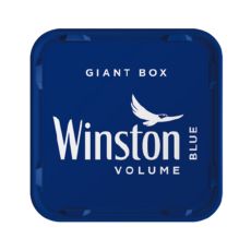 Eimer Tabak Winston Blau Giant Box. Blauer Deckel von Winston Tabak Eimer mit weißem Winston Logo.