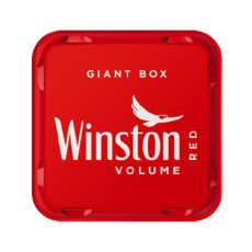 Eimer Tabak Winston Rot Giant Box. Großer roter Deckel vom Winston Eimer mit weißem Winstion Logo und Volume Aufschrift.