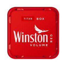 Eimer Tabak Winston Rot Titan Box. Sehr großer roter Deckel vom Winston Eimer mit weißem Winstion Logo und Volume Aufschrift.