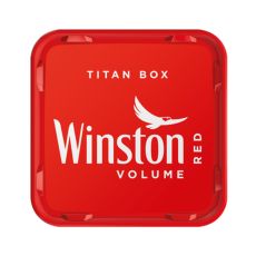 Eimer Tabak Winston Rot Titan Box. Sehr großer roter Deckel vom Winston Eimer mit weißem Winstion Logo und Volume Aufschrift.