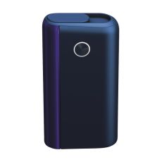Tabakerhitzer Glo Hyper Plus Device Starter Kit energetic blue. Frontansicht in blau.