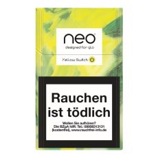 Packung Neo Tabaksticks Yellow Switch gelb-grün gemustert.